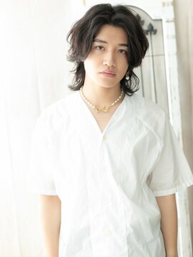 グルーミングサロン バーバー キャッスル 北浦和西口(Grooming salon Barber Castle) かき上げバングのエアリー脱力系ミディウルフヘアA