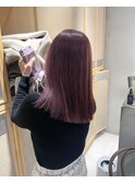 大人暗髪ラベンダーココアブリーチなし/地毛風カラー