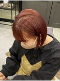 ぷつっとミニボブ大人可愛いチェリーオレンジカラー