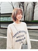【美髪/ピンクブラウン/切りっぱなしボブ】牧田じゅん