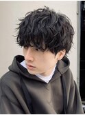 原宿シャドウパーマセンターパートウルフ波巻きスパイラルパーマ