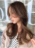 小顔ロングレイヤーふんわり根元パーマウェーブ巻き髪スタイル