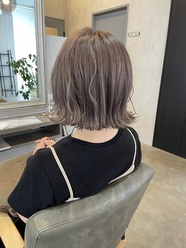 シェル 津山の手店(shel) 20代30代透明感暗髪アッシュブルーグレージュ切りっぱなしボブ