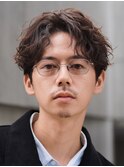 原宿センターパートウルフメンズ緩めシャドウパーマルーズパーマ