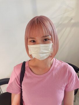  fit stand 千葉/ショートボブ/カット/パーマ/ダブルカラー/トリートメント/縮毛矯正 イメチェン/ピンクベージュ/アンブレラカラー[千葉]