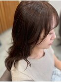顔回りカット小顔レイヤー/大人レイヤー/ツヤ髪/ミディアム