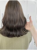 オリーブベージュ ブリーチなしダブルカラー ダメージレス 前髪