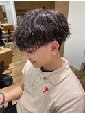 波ウエーブパーマ×前下がりマッシュ