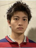 メンズ/アップバング/ツーブロックマッシュ/束感ショート/波巻き
