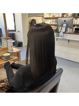 アンクル(ancre) 艶髪ストレート×ミディアム×ダークアッシュ×髪質改善【広島】