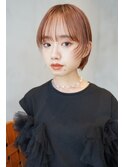 切りっぱなし/ボブ/ピンクブラウン