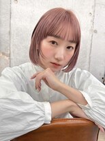 ガーデン 渋谷(GARDEN)&nbsp;ピンクベージュ美髪外ハネボブイメージチェンジワイドバング