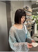 オン眉/オン眉ボブ/ぱっつんボブ/切りっぱなしボブ