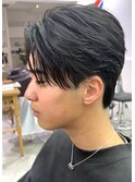 メンズボブウルフメンズミディアムレイヤーカットメンズウルフ