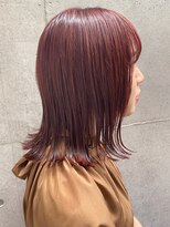 レジュアル(RESSUAL) 暖色 切りっぱなし外ハネミディアム ピンクブラウン