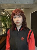 【レッドブラウン×カーリーヘアー】