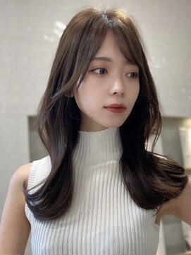 フォンズ(FONS) セミロングくびれヘア/韓国風巻き/グレージュカラー/学割