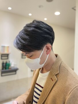 ヨシザワインク プレミアム 築地店(YOSHIZAWA Inc. PREMIUM) 爽やかビジネスマン/ツーブロックパーマアップバングスタイル