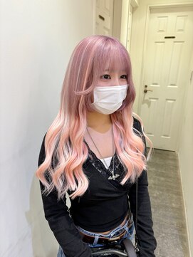 コル(CoL) ホワイトピンクエクステ80本でハイトーンロングに♪