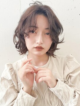 ビーチ(BEACH) ニュアンスボブゆるふわパーマアッシュベージュ