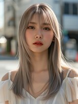 ムウ 難波(MOU)&nbsp;レイヤーカットミルクティーアッシュボブルフ小顔ワンレン