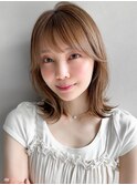 ハイライトカラー結べるボブ前髪小顔カットワンカール艶感