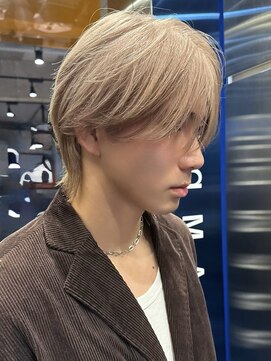 サンクマーケット 渋谷(cinq MARKET) メンズミルクティーベージュコンマヘアアッシュグレージュカラー