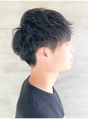 縦落ちツイスパ×アップバングで清潔感◎好感度UPメンズカット