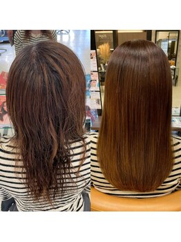 ステージ 今福鶴見店(stage)の写真/嫌なクセも乾かすだけでサラサラ。髪質改善水素縮毛矯正で理想の美髪へ◎