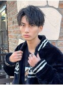 ソフトツイストスパイラルパーマアップバングマッシュ成人式
