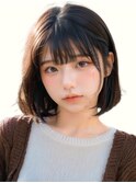 収まりと動きを両立したキュートなブラウンボブ○20代30代40代