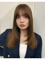 レイヤーカット　透明感ベージュ ブリーチなしカラー