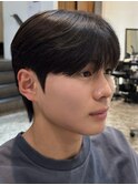 韓国シースルーマッシュカルマパーマダウンパーマ黒髪マッシュ