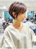 30代40代50代絶壁解消ひし形白髪ぼかし大人ショートボブ【西】