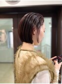 ピンクブラウン×大人のミニボブ◎