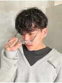 メンズ・パーマ・くせ毛風・スパイラル・外人・前下がり