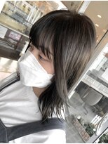マリーインターナショナル 浦添店(MARIE INTERNATIONAL)&nbsp;ミディアムボブ暗髪アッシュマットグレージュハイライトブリーチ