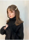 フレンチベージュシアカラー_ダークアッシュチェリーブラウン