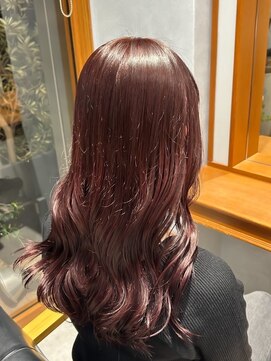 ジールサロン つくば本店 【ブリーチなしダブルカラー】カシスピンク/20代30代