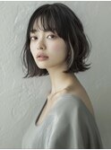 ☆オリーブグレーココアベージュ小顔クラゲヘアー/黒髪/髪質改善