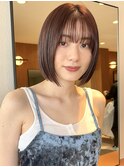 大人ボブ大人ショートボブ切りっぱなしボブ前髪あり前下がりボブ