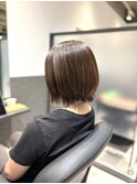 レイヤーボブ ピンクブラウン