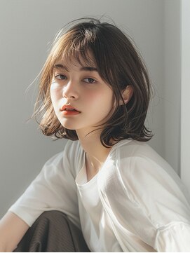 韓国ボブ×オリーブマットアッシュ