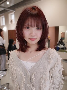 ピュー(Piu-) 【レイヤーカット/阿部達哉】ミディアムヘア/ピンクブラウン