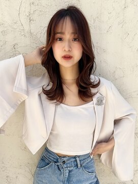 ロンド ストラーダ 心斎橋(Lond strada) 韓国前髪顔周りロング×デザインカラー[心斎橋/髪質改善]