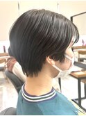ショートカットハンサムショートハイライトダブルカラー前髪あり