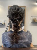 編みおろしアレンジ　ロングヘアアレンジ　モテヘア