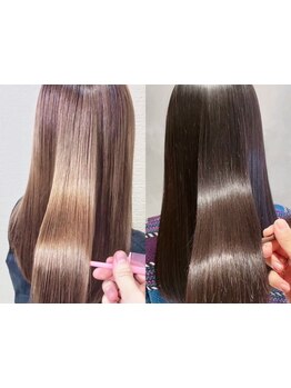 ヘアケアをしながらうる髪で理想な髪質へ。クセをしっかり伸ばしながら柔らかく、滑らかな質感に♪