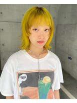 ハイトーンくすみイエローミニ姫カットウルフレイヤー