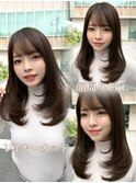 20代30代40代◎前髪パーマ韓国風巻きくすみベージュお団子ヘア
